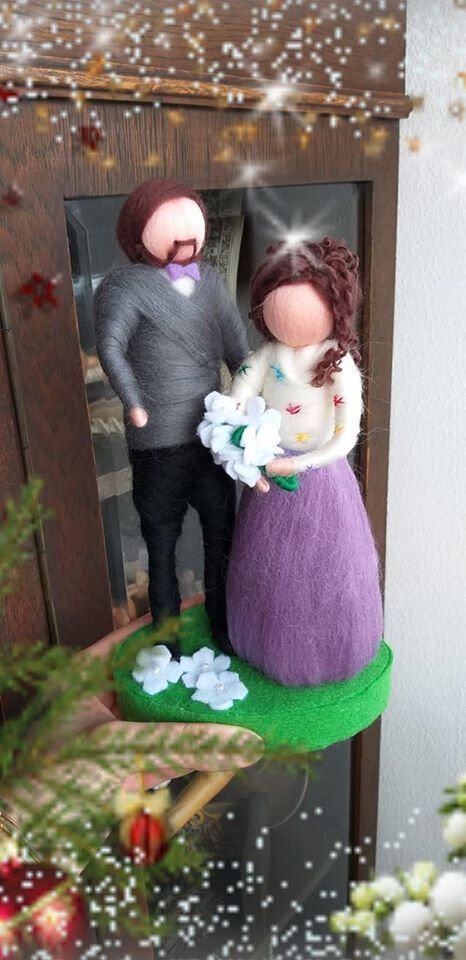 Cuplu el și ea, figurine handmade din fetru, lână merinos. Aniversări .