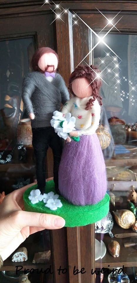 Cuplu el și ea, figurine handmade din fetru, lână merinos. Aniversări .