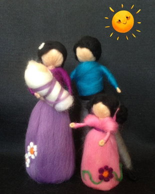 Familia mea, personaje handmade din lana merinos. Pedagogia Waldorf.