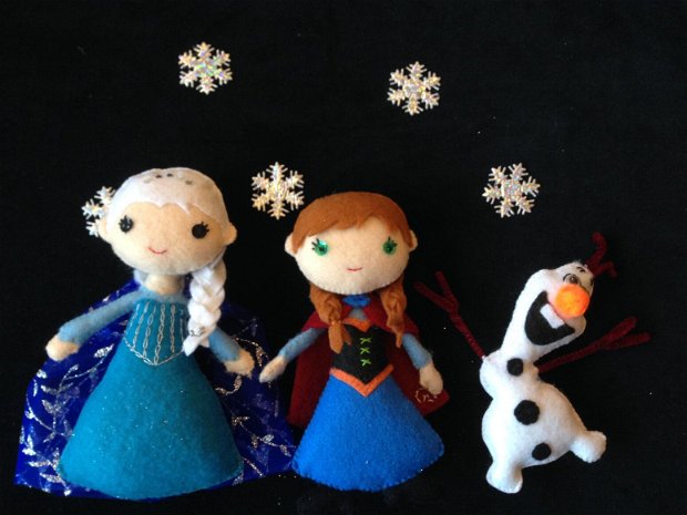 Printesa Anna din Frozen, papusa handmade din fetru