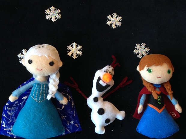 Printesa Anna din Frozen, papusa handmade din fetru