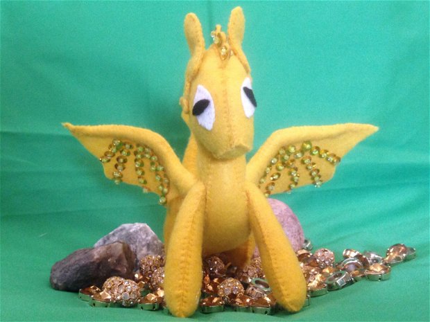 Dragonul Soare - Sun Dragon, figurina handmade din fetru.