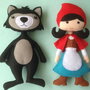 Scufita Rosie si lupul, personaje handmade din fetru.