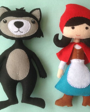 Scufita Rosie si lupul, personaje handmade din fetru.