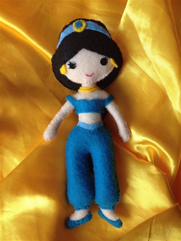 Printesa Jasmine, papusa handmade din fetru. Disney, Aladdin.