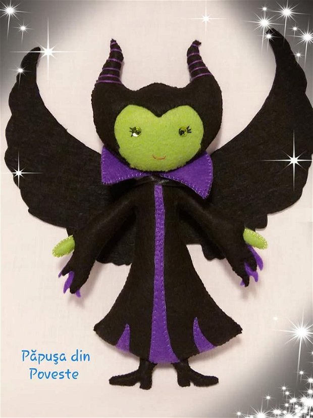 Malefica, păpusă handmade din fetru, personaj Disney. Maleficent