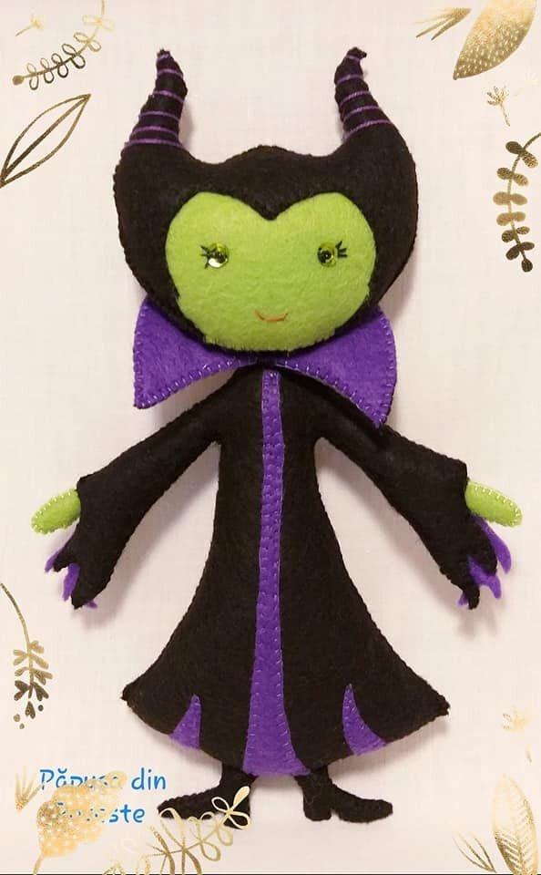 Malefica, păpusă handmade din fetru, personaj Disney. Maleficent
