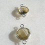 (2 bucati) Link din citrin fatetat in rama de argint .925 (India - lucrat manual) aprox 6x11x17 mm cu anourile