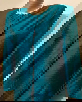 Sacou shantung natural turcoise