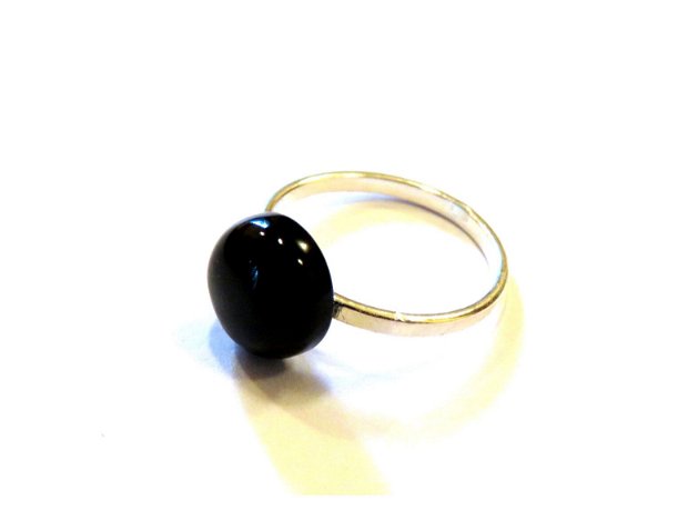 Inel negru delicat si cercei din Argint 925 si Onix rotund - IN544, CE544 - Inel din pietre semipretioase, inel business, inel onix, cercei onix, inel negru, cercei negri, inel casual, cercei casual, cercei business