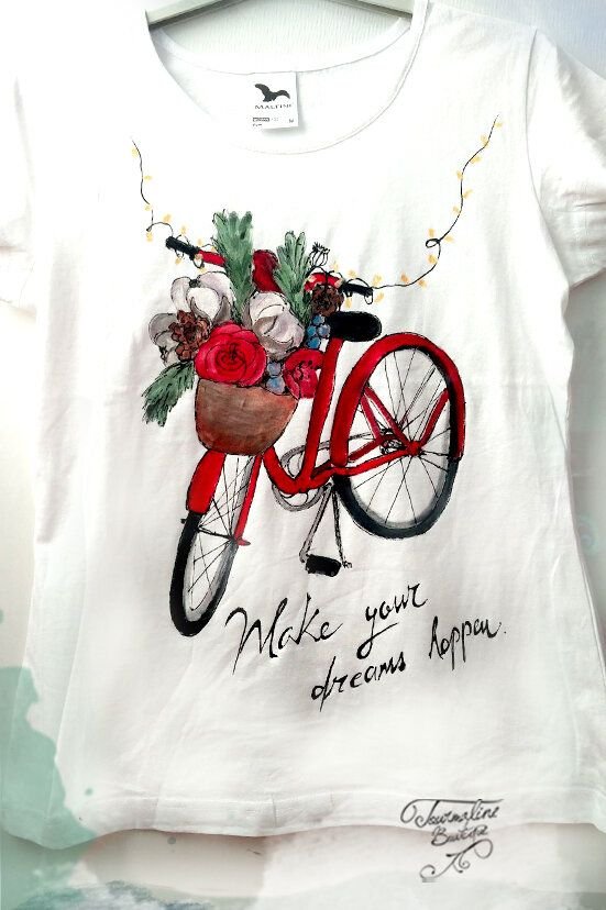 Tricou bicicleta cu flori de iarnă