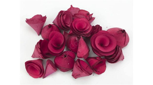 Flori din scoarta- 5buc/set- rosii