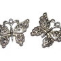 Pandantiv metalic, argintiu antichizat, fluture, 27x33 mm