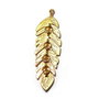 Pandantiv metalic, auriu antichizat, pana, 59x16.5 mm