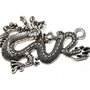 Pandantiv metalic, argintiu antichizat, dragon, 52.5x31 mm