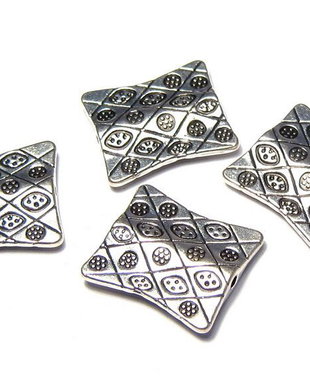 Margele din metal, argintiu antichizat, 21x18 mm