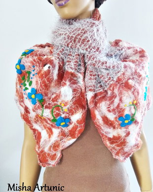 vandut Fular/ Sal din tricot pufos si capete impaslite