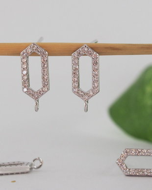 Baza cercei, argint 925 si cubic zirconia (1per)