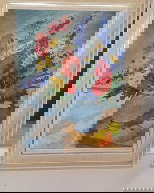 FLORI DE CAMP TABLOU VECHI ULEI PE CARTON INRAMAT