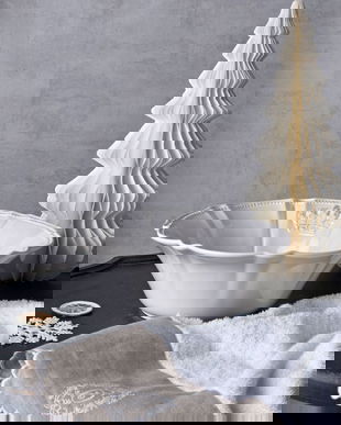 Bol pentru salata din portlean alb antichizat