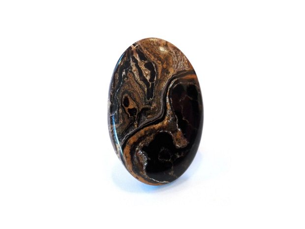 Inel supradimensionat din Argint 925 si Stromatolit - IN749 - Inel negru masiv, inel elegant pietre semipretioase, inel reglabil piatra mare, cadou aniversare, cadou sotie, cadou romantic, inel statement