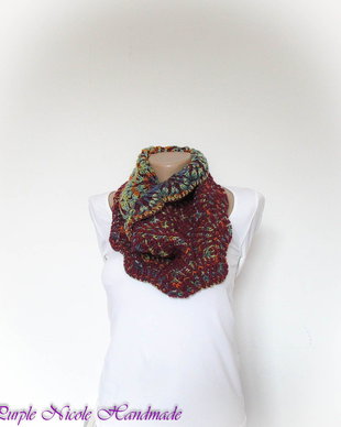 Dovleac si merisoare - fular guler neckwarmer crosetat