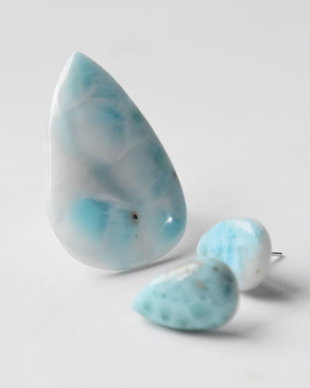 REZERVAT Set inel si cercei din argint 925 si larimar natural