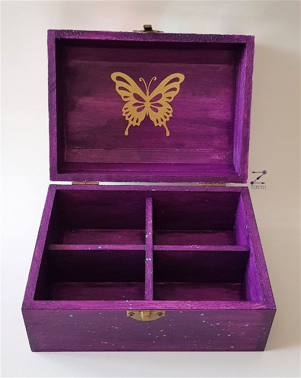 Cutie bijuterii cu fluturi, cutie compartimentata fluturi, cutie ceasuri cu fluturi