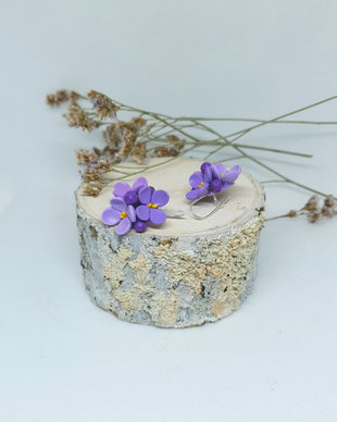 Cercei liliac, tortite argint