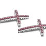 Link din alama, cu perle din acril, platina, cruciulita, 48x24 mm