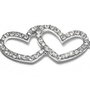 Link din alama, cu strasuri, platina, inimioara, 50.5x19 mm