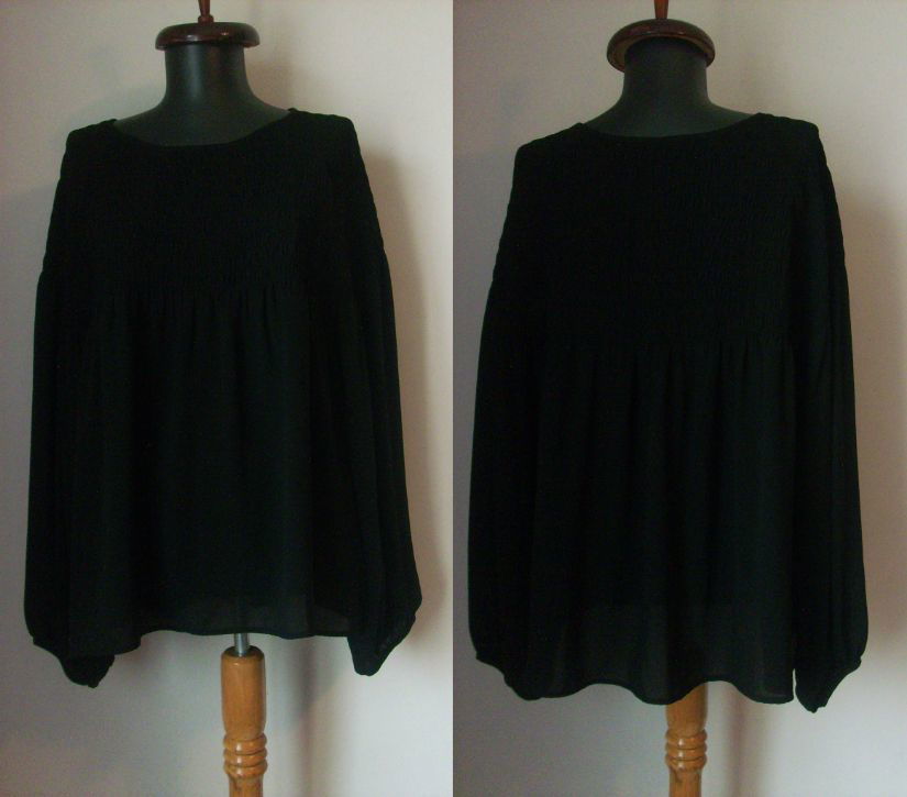 H&M BLUZA TRIPLUVOAL NEGRU