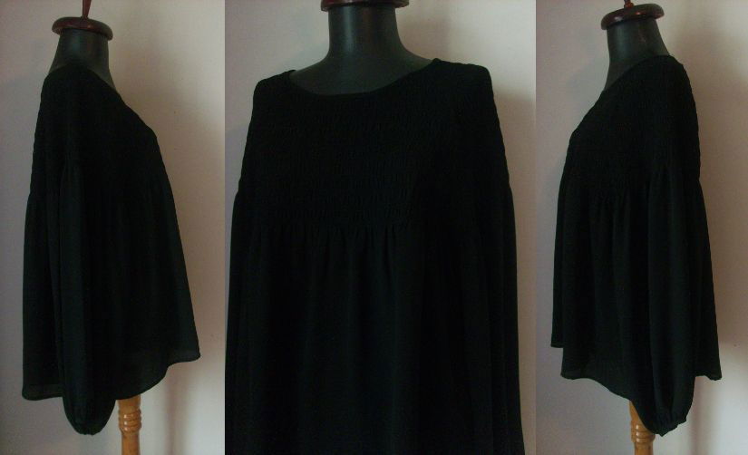 H&M BLUZA TRIPLUVOAL NEGRU