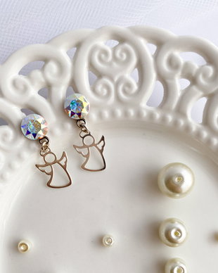 Cercei cu cristale Swarovski si ingerasi de argint