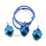 ''Nu-ma-uita bleumarine - set:cercei atarnatori + pandantiv