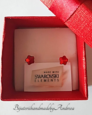 Cercei argint cu piatra Swarovski Flower 6mm Siam