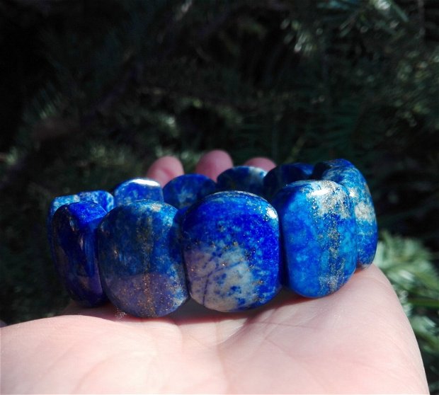 REZERVATA - Bratara elastica din Lapis lazuli - BR758 - bratara pietre mari, bratara pietre semipretioase, bratara lapis lazuli, cadou sotie, cadou romantic, cadou aniversare