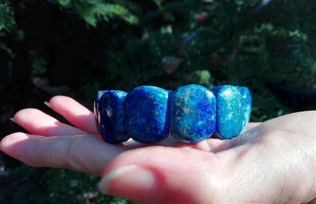 REZERVATA - Bratara elastica din Lapis lazuli - BR758 - bratara pietre mari, bratara pietre semipretioase, bratara lapis lazuli, cadou sotie, cadou romantic, cadou aniversare