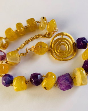 GOLDEN LAVENDER-agate mari,zamac aurit