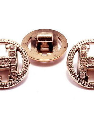 Slide Charm din acril cu strasuri, rose gold, 28 mm