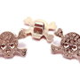 Slide Charm din acril cu strasuri, rose gold, 34x23 mm