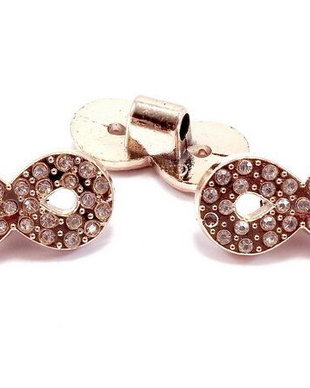 Slide Charm din acril cu strasuri, rose gold, 34x17 mm