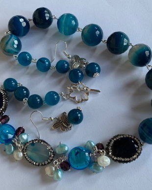 INFINITE BLUE-agate,murano,argint tibetan