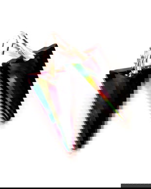 Cercei eleganti din Cristale Swarovski spike rainbow dark si argint 925 - CE714 - Cercei eleganti, cercei negri, cercei curcubeu, cercei mari