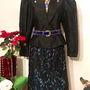 Set sacou shantung negru  și fusta dantela