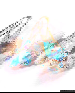Cercei eleganti din Cristale Swarovski floare si argint 925 - CE716 - Cercei eleganti, cercei albi, cercei stralucitori, cercei mireasa, cercei floare