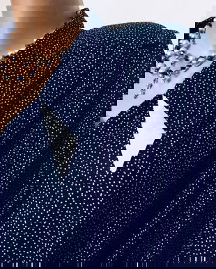 Bluza bleumarin cu picouri fine albe