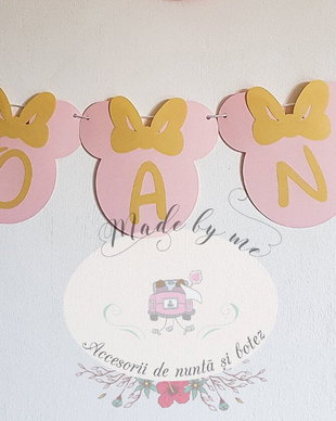 Ghirlanda Minnie Mouse auriu cu roz