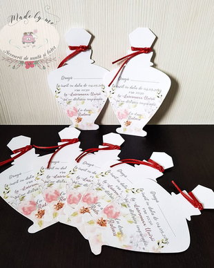 Invitatie onomastica sticla parfum
