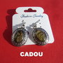 CADOU .... Cercei din metal finisaj satinat cu cabochon rotund din scoica paua abalone 2